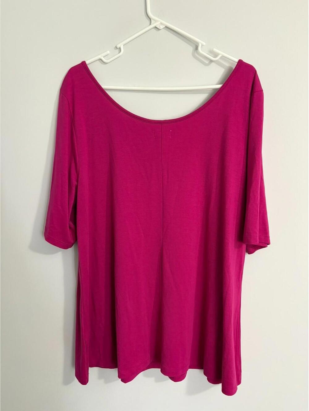 Old Navy Womens Top 2X Hot Pink Scoop Boat Neck Short Sleeves Stretch - Picture 4 of 6